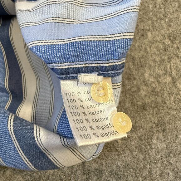 Lacoste Shirt Mens Size 40 Short Sleeve Stripes Blue Button Down - Picture 10 of 11